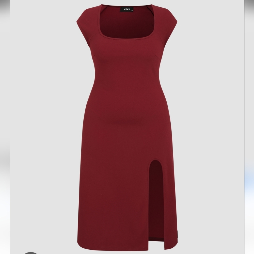 Square Neck Split Midi‎ Dress Curve & Plus size 0XL New With Tags